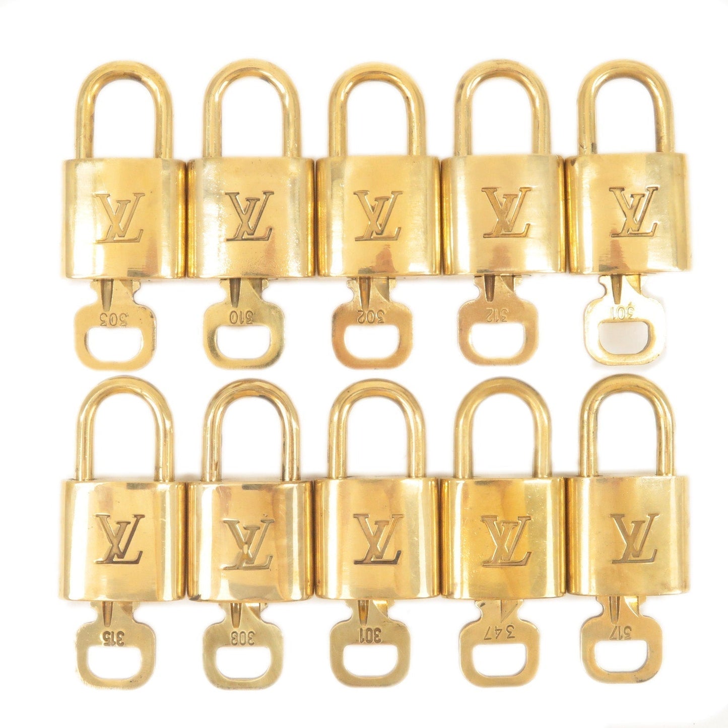 Louis Vuitton Set of 10 Lock & Key Cadena Key Lock Gold