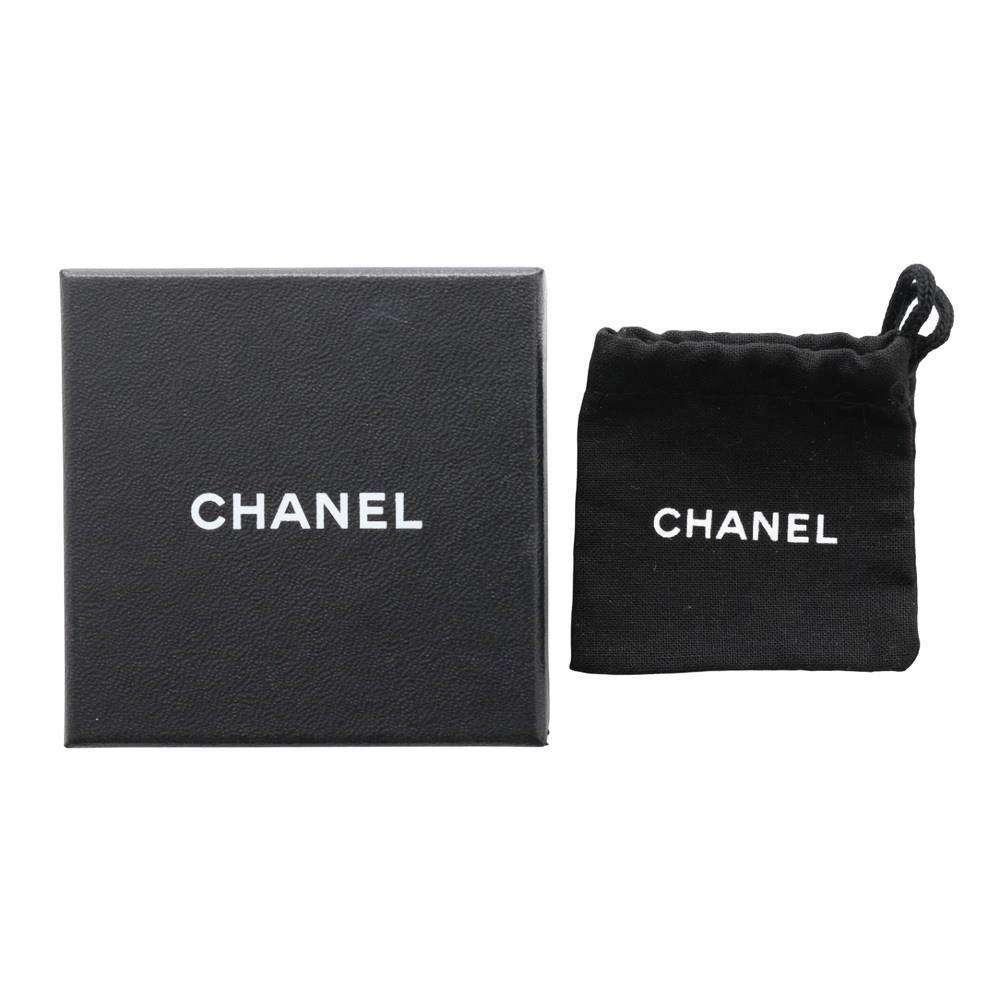 CHANEL CC Logo Brooch Black Metal Rhinestone