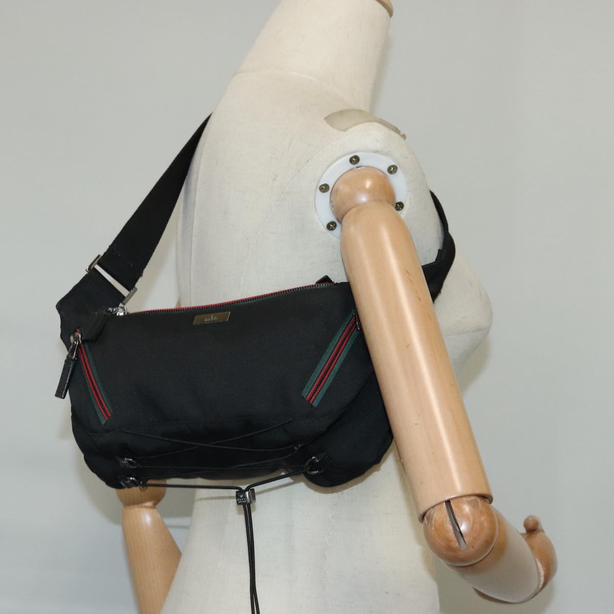 GUCCI Waist bag Nylon Black Silver 122350 101237