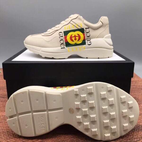 GLM-GCI Ivory Leather Rhyton Square Logo Sneaker 048