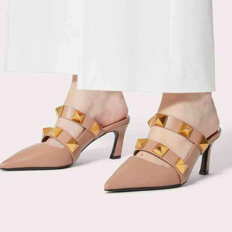 Valentino Roman Stud Mule Heels In Calfskin 65mm, BRAND NEW