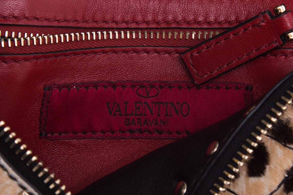 Valentino Leopard Ponyhair & Rockstud Belt Bag