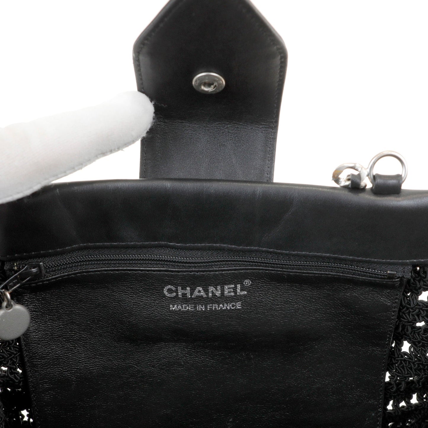 Chanel Black Crocheted Mini Tote with Silver Hardware