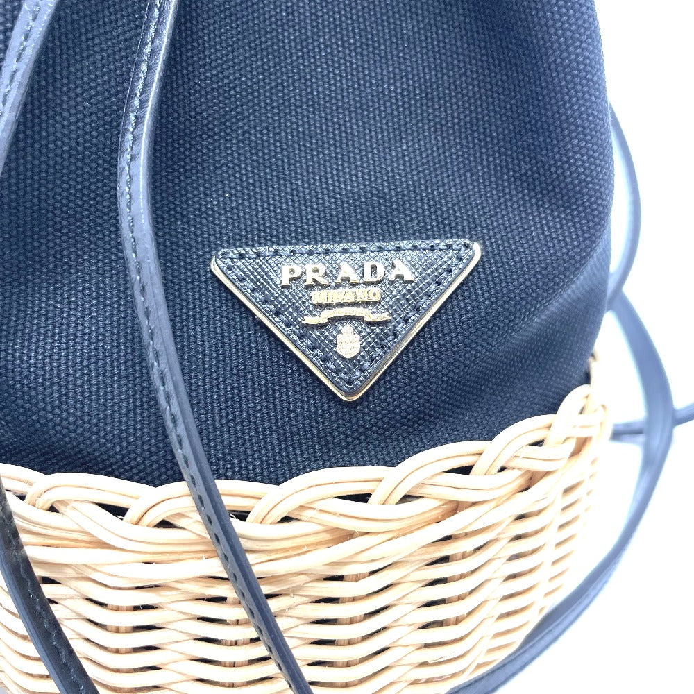 PRADA Handbag 1BE040 Canvas / leather black Triangle logo Basket bag Women Used
