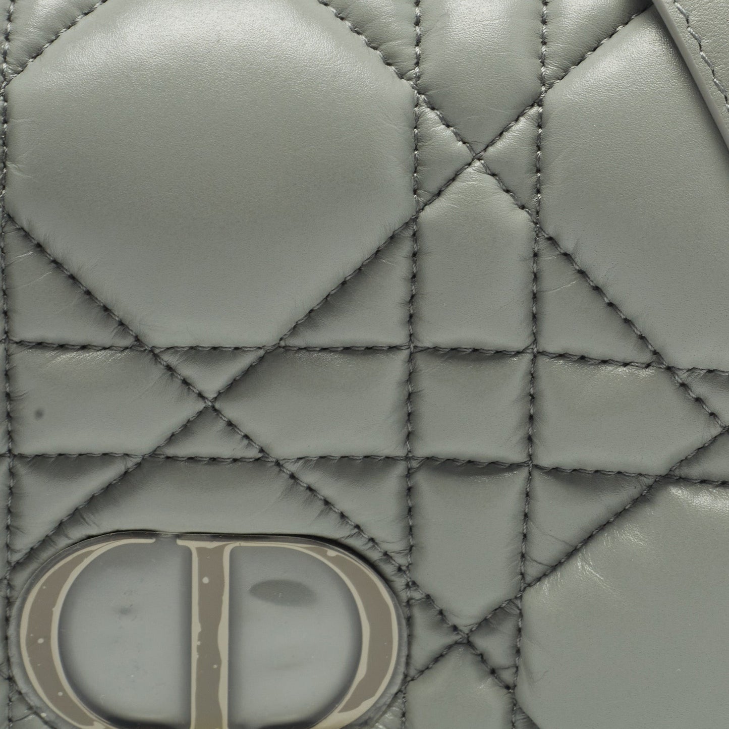Dior Stone Grey Macrocannage Leather Mini Caro Bag