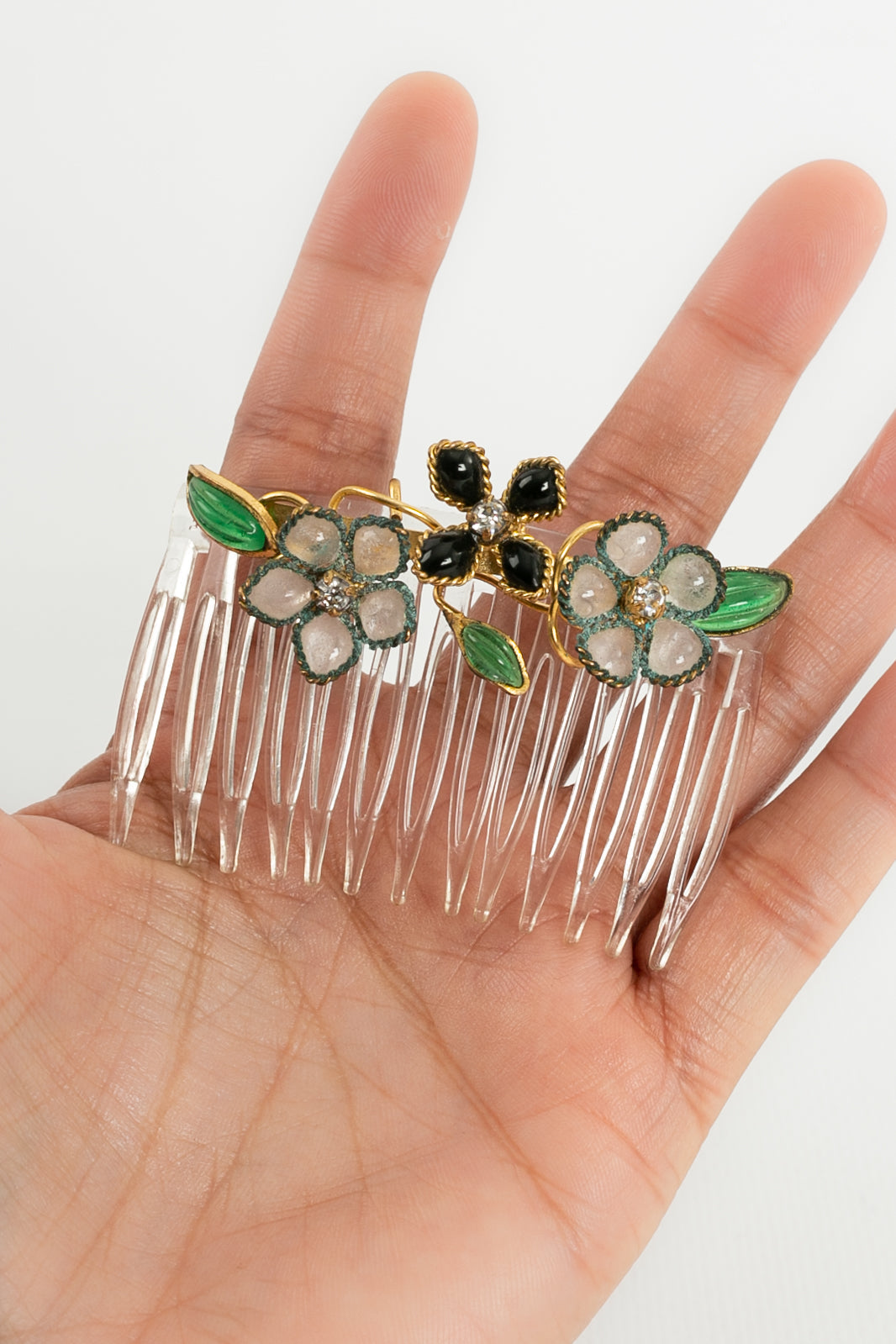 Peigne bijou en pâte de verre