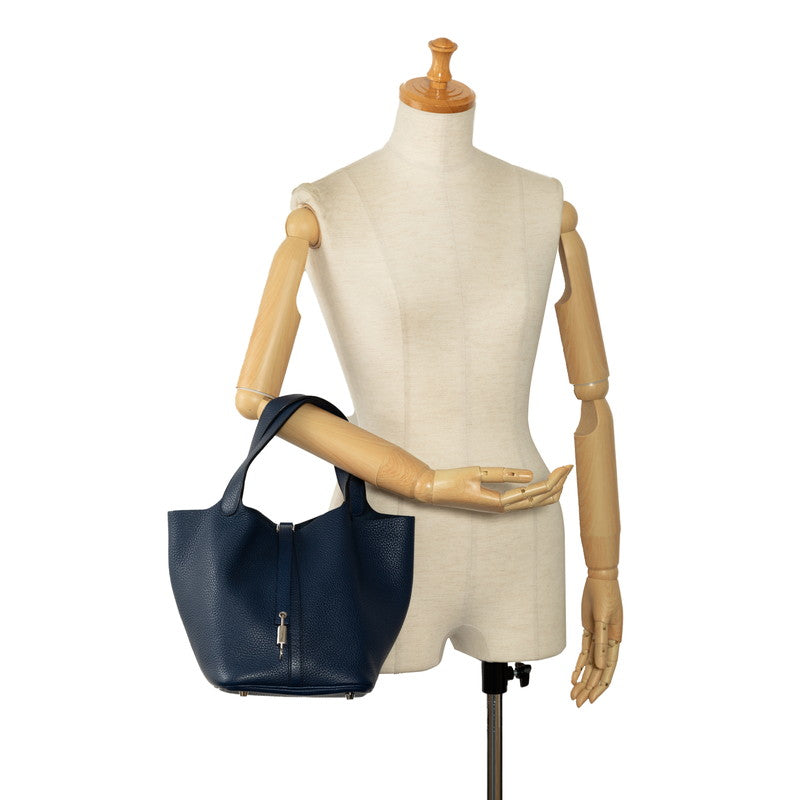Hermes Picotin Lock MM Handbag Blue New Navy Clemence Hermes