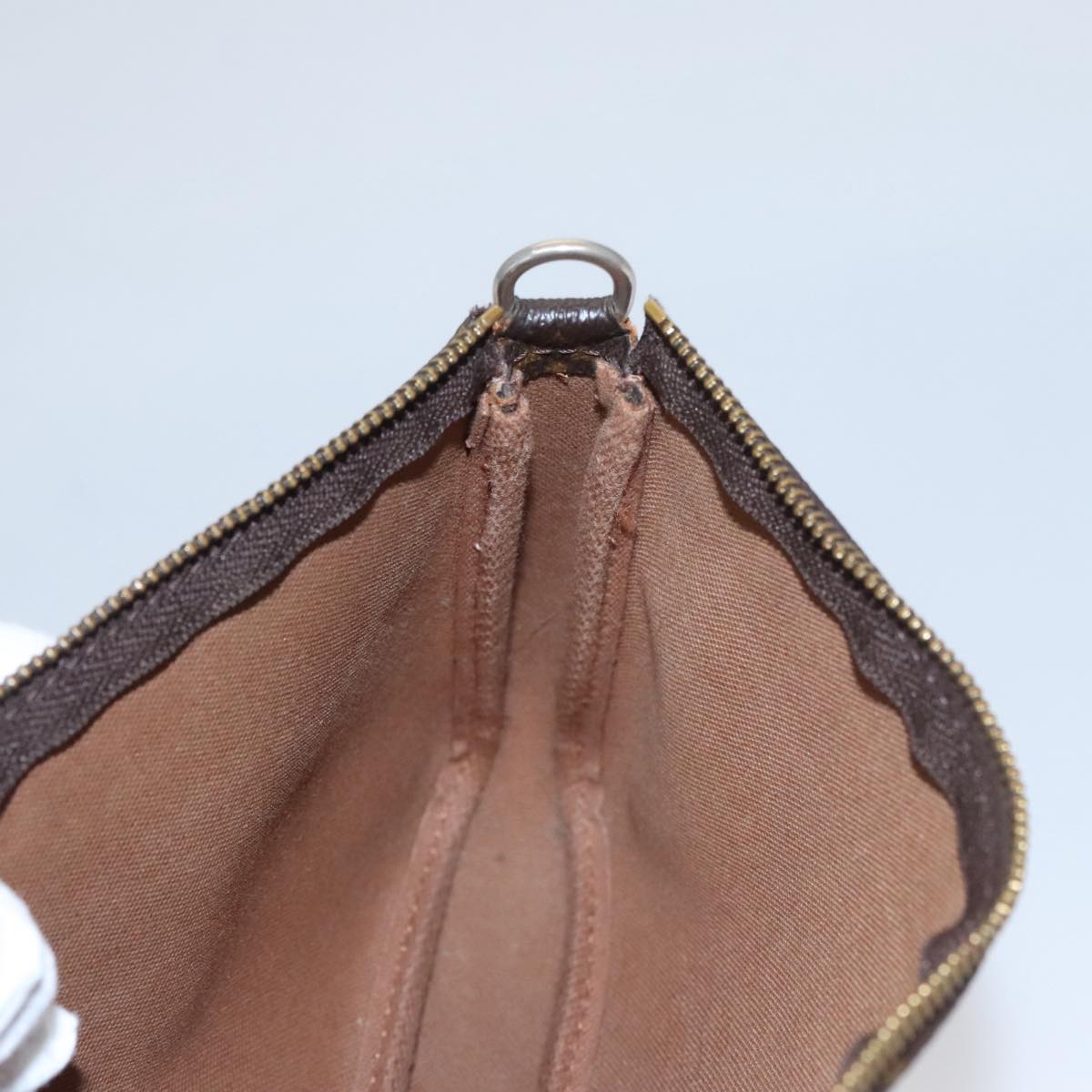 Canvas Pochette Accessoire with Metal Fittings and Handle Detailing
