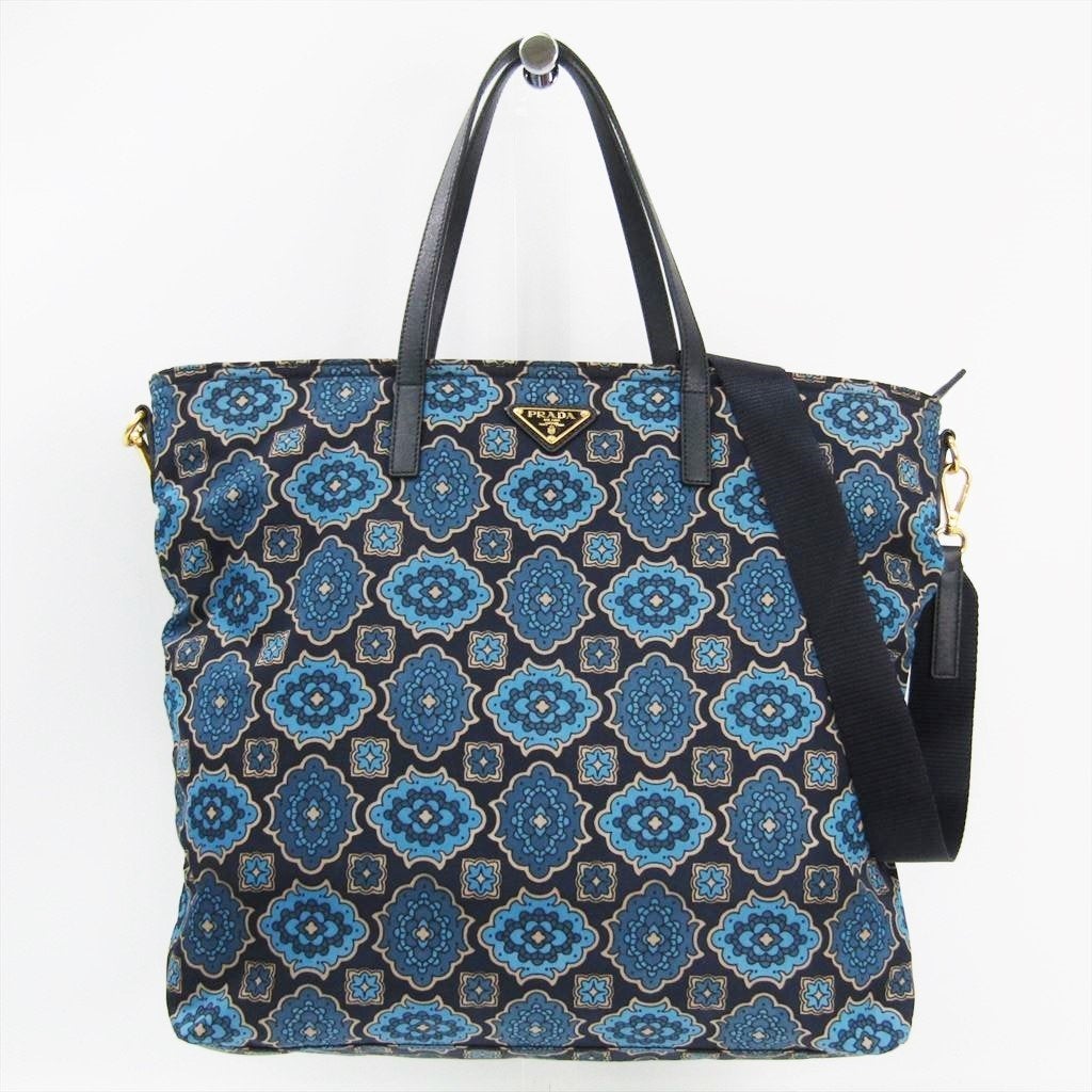 Prada Blue Printed Nylon Tote (SHA-20429)