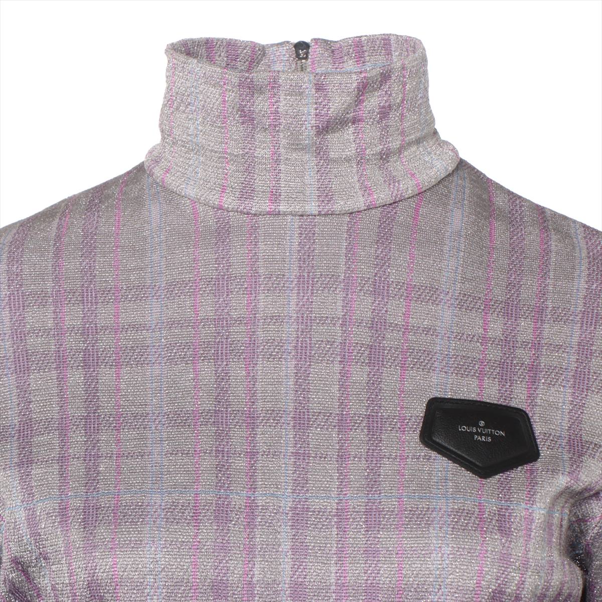 Louis Vuitton Silk Nylon Hynecknit S Grey × Pearl Logo Patch FHKL56SNWW