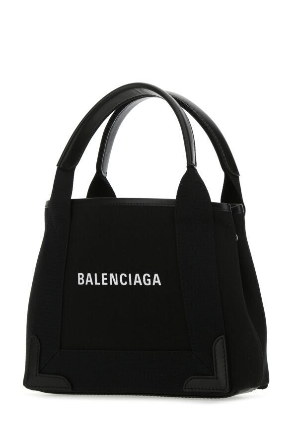 Balenciaga Woman Black Fabric Navy Cabas Xs Handbag