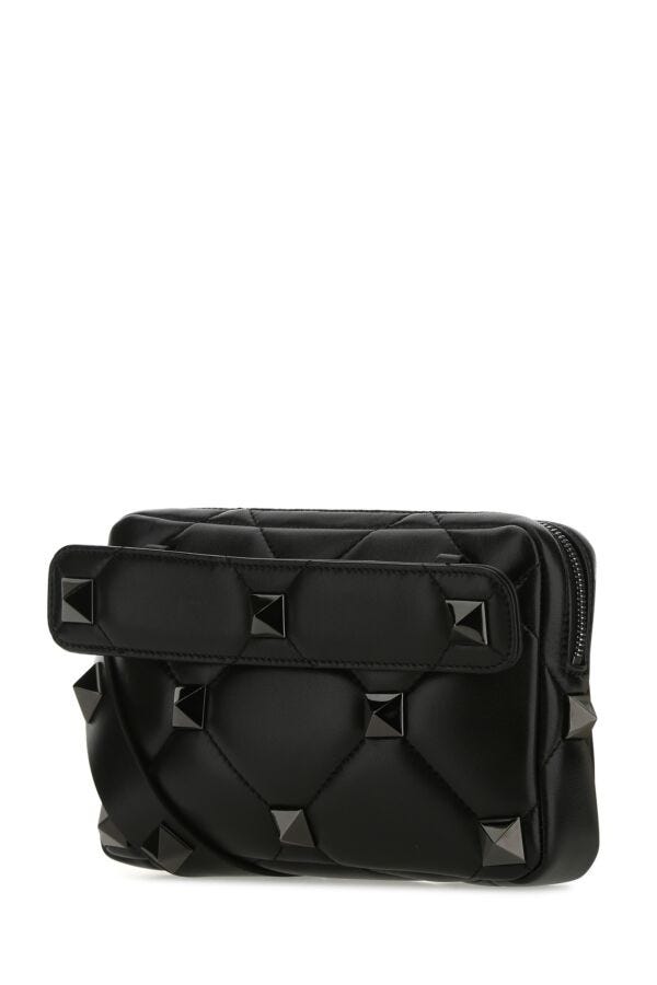 Valentino Garavani Man Black Nappa Leather Roman Stud Handbag