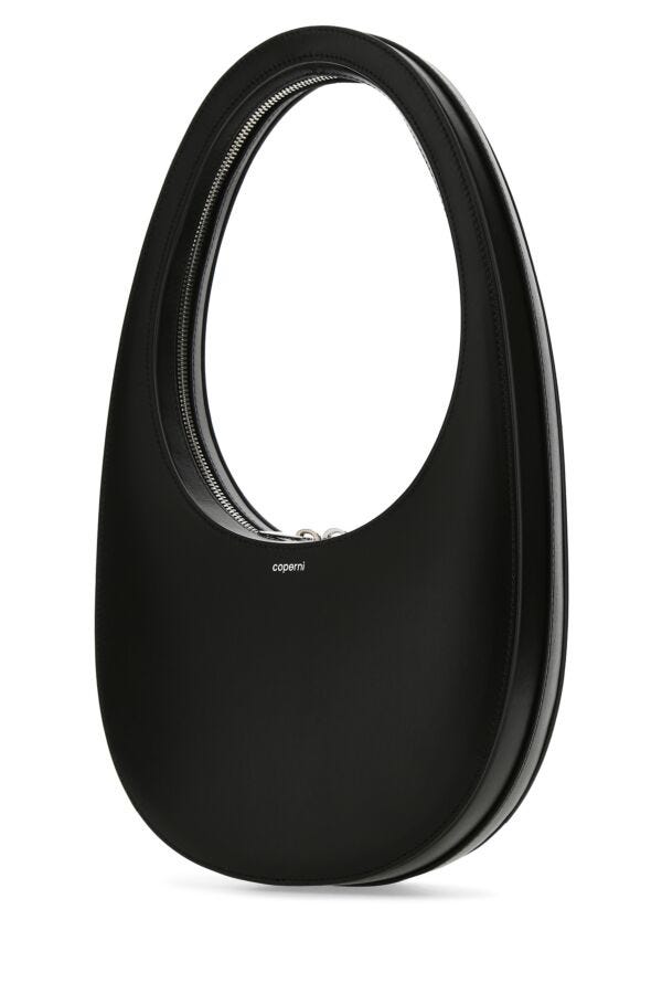 Coperni Woman Black Leather Swipe Shoulder Bag