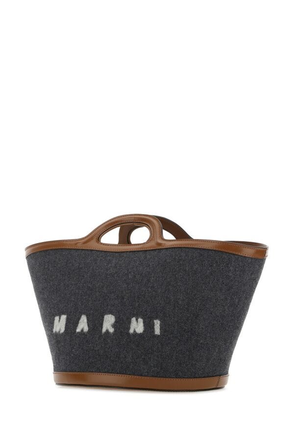 Marni Woman Two-Tone Felt And Leather Small Tropicalia Summer Handbag
