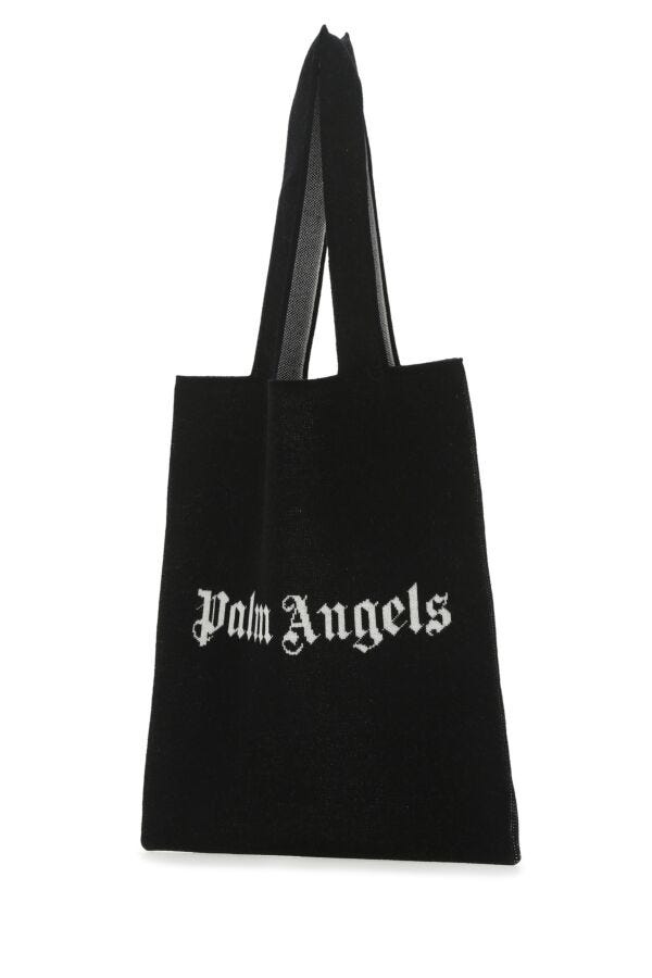 Palm Angels Man Black Wool Blend Shopping Bag
