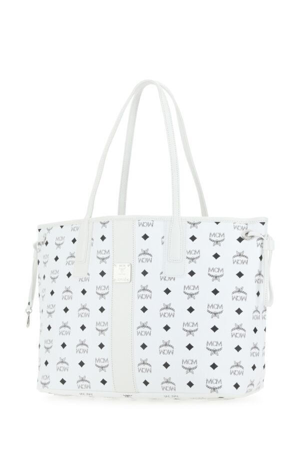 Mcm Woman Printed Leather Medium Liz Shopping Bag
