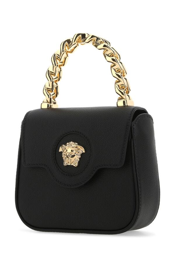 Versace Woman Black Leather Mini La Medusa Handbag