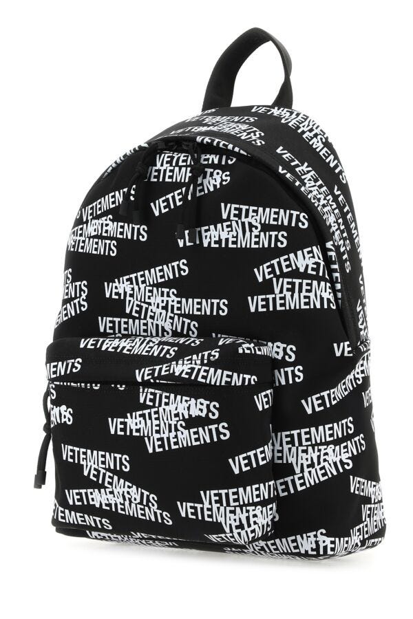 Vetements Man Black Nylon Backpack