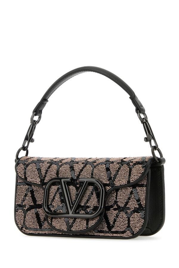 Valentino Garavani Woman Embellished Leather Small Locã² Handbag