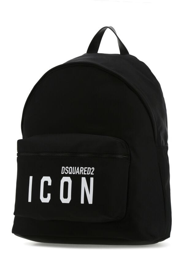 Dsquared Man Black Fabric Be Icon Backpack