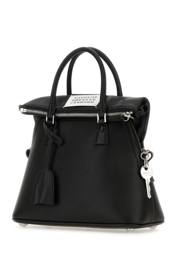 Maison Margiela Woman Black Leather Mini 5Ac Handbag