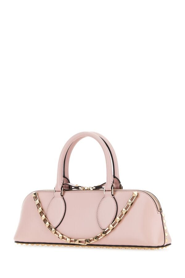 Valentino Garavani Woman Pastel Pink Leather Rockstud East-West Handbag