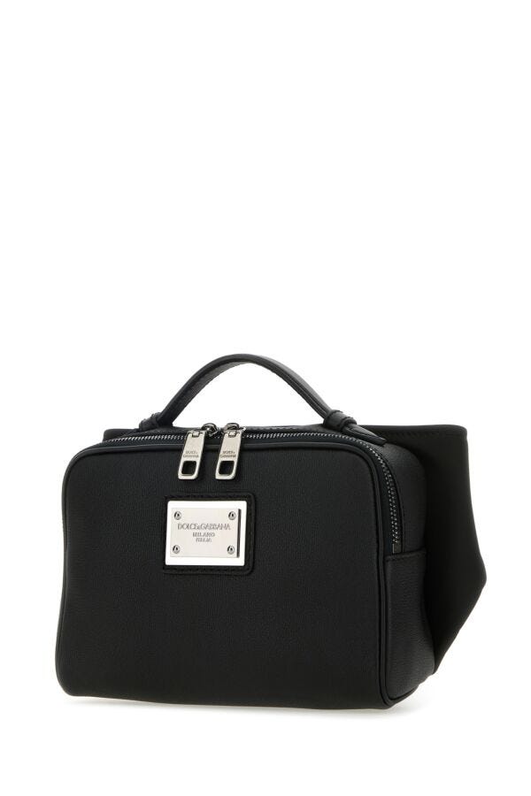 Dolce & Gabbana Man Black Leather And Nylon Belt Bag