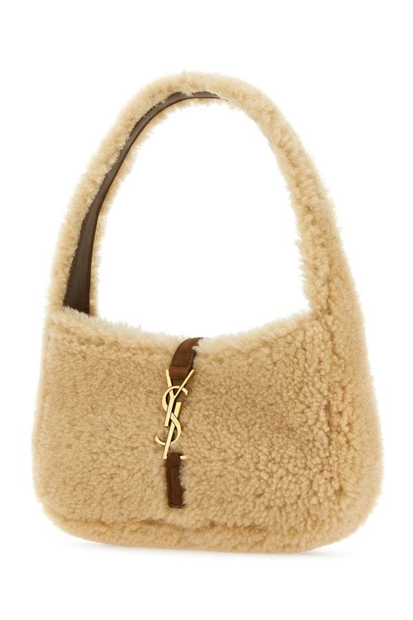 Saint Laurent Woman Beige Shearling Mini Le 5 à7 Handbag