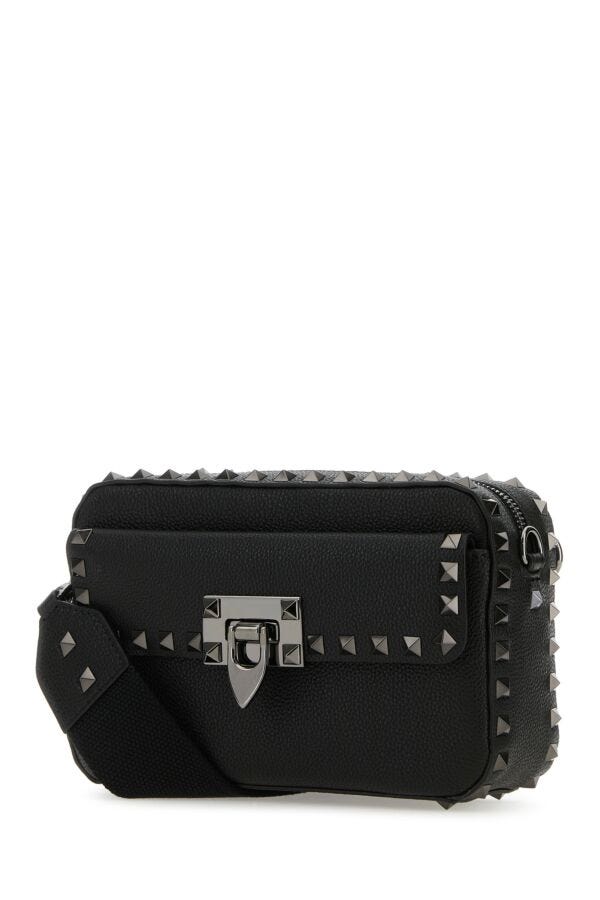 Valentino Garavani Woman Black Leather Rockstud Crossbody Bag