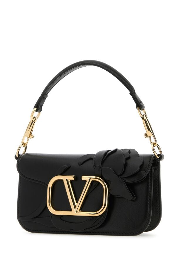 Valentino Garavani Woman Black Leather Locã² Small Handbag