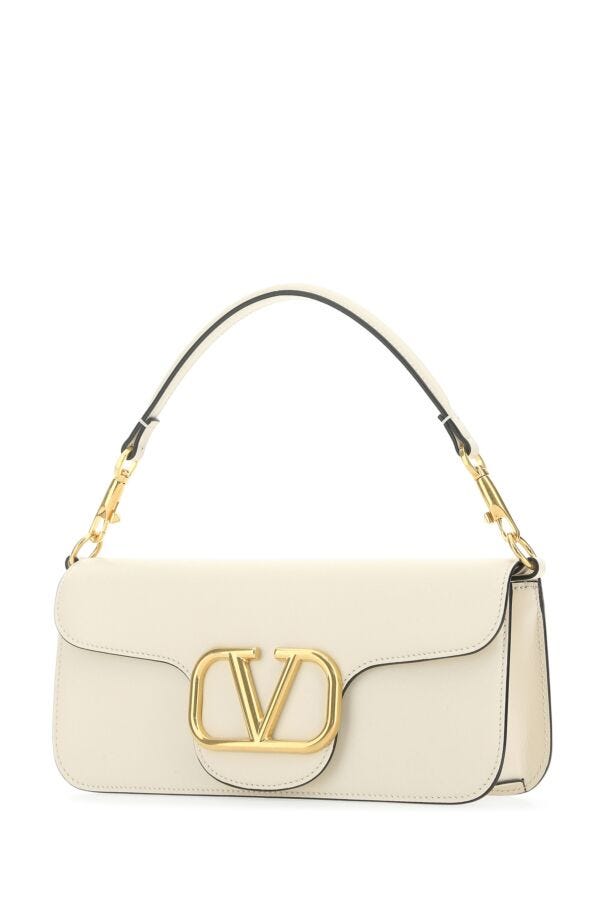 Valentino Garavani Woman Ivory Leather Locã² Handbag