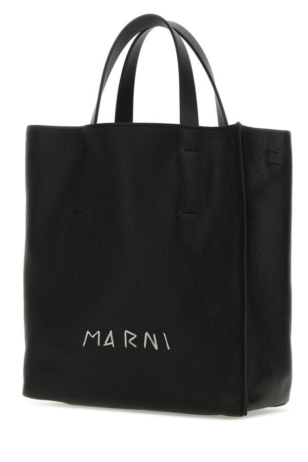 Marni Woman Black Leather Small Museo Handbag