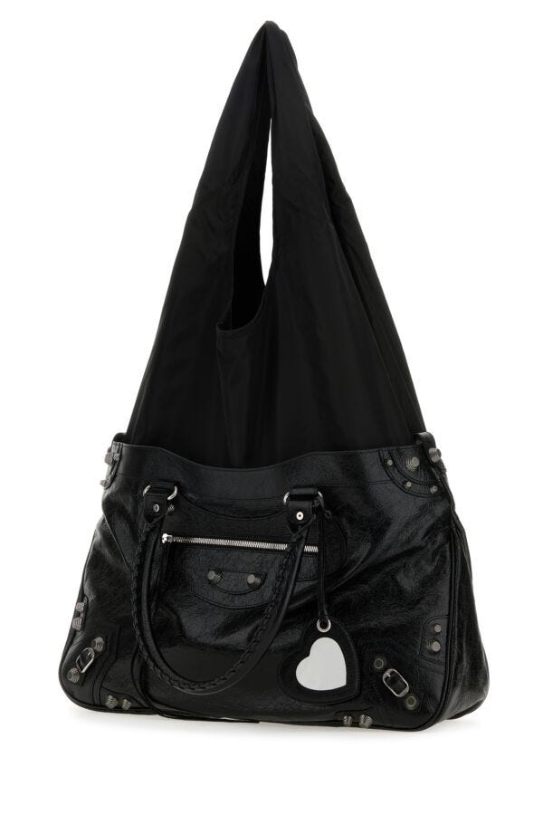 Balenciaga Woman Black Leather Neo Cagole Xl Plus Shopping Bag