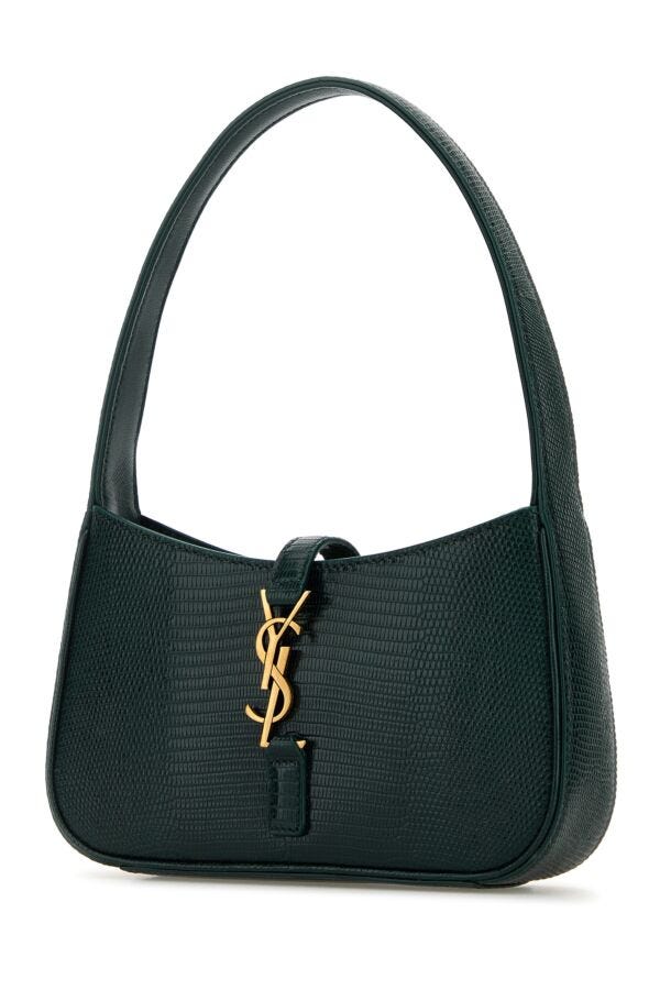 Saint Laurent Woman Bottle Green Leather Mini Le 5 à7 Handbag