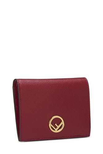 Fendi, Red Calfskin Leather 'F is Fendi' Compact Wallet, Red