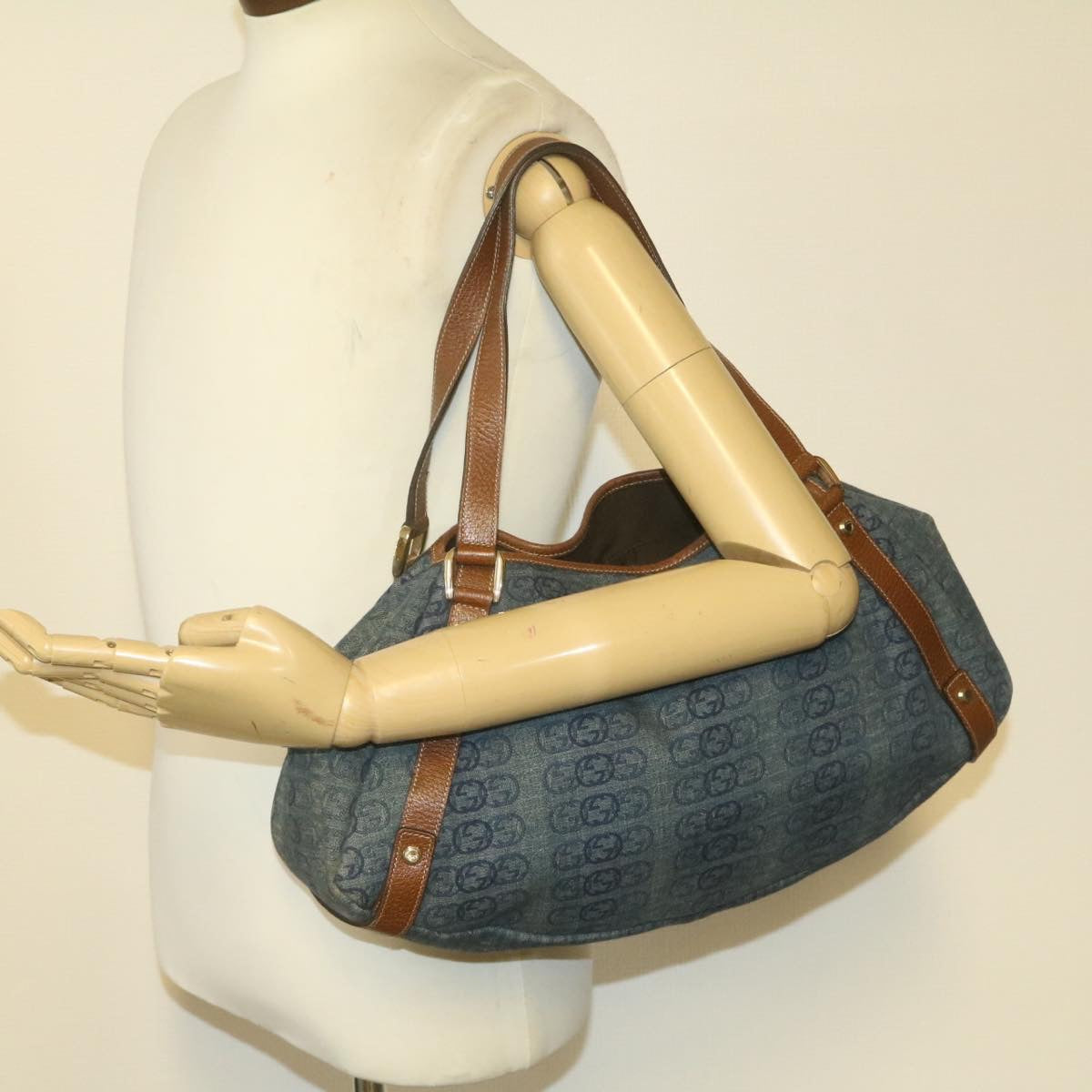 GUCCI Interlocking Boston Bag Canvas Blue 130736493492 21337