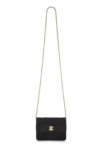 Chanel, Black Quilted Satin Half Flap Micro, Black