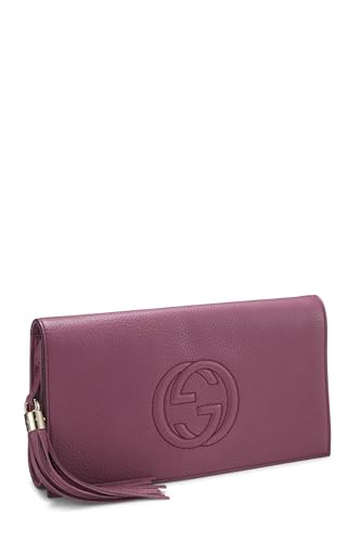 Gucci, Purple Grained Leather Soho Clutch, Purple