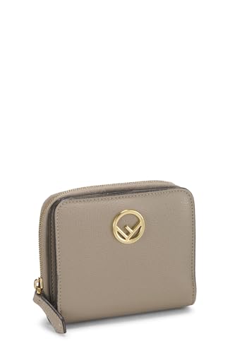 Fendi, Grey Calfskin Leather 'F is Fendi' Compact Wallet, Grey