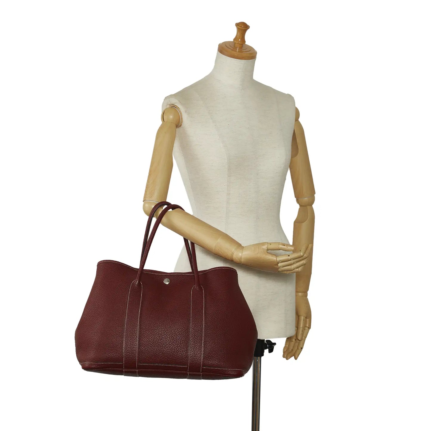 Hermès Garden Party PM Red Leather Palladium