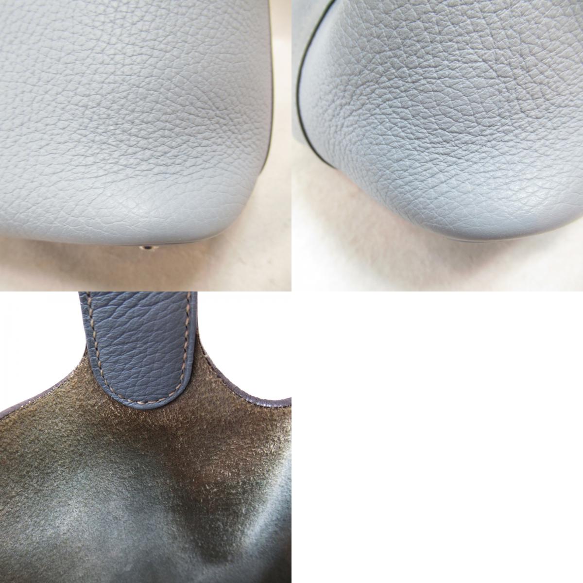 Hermes Hermes Picotin Lock MM Handbag Handbag Handbag Leather Claimans Blue