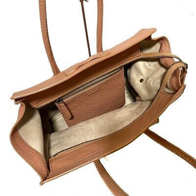 Celine Micro Luggage Tote, Tan Leather