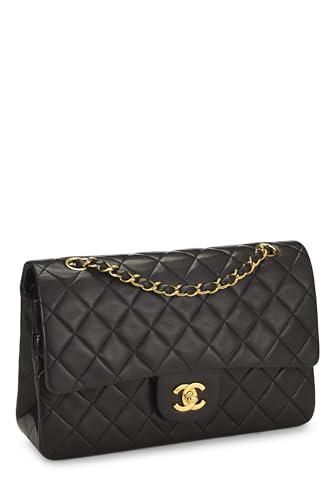Chanel, Black Quilted Lambskin Classic Double Flap Medium, Black