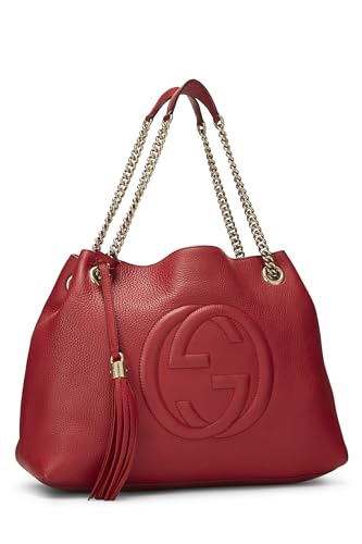 Gucci, Red Leather Soho Chain Tote, Red