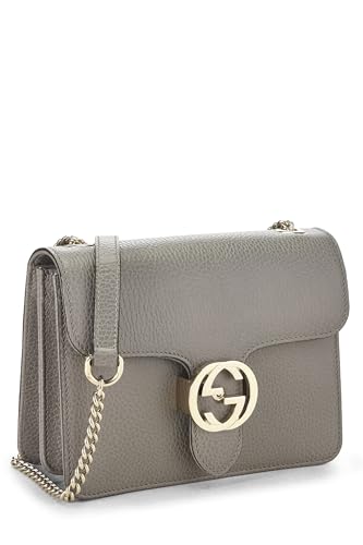 Gucci, Grey Leather Interlocking Crossbody Small, Grey