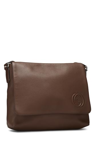 Gucci, Brown Leather Soho Flap Messenger Bag, Brown