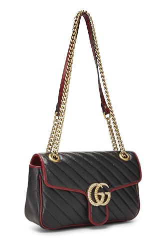 Gucci, Black Leather Torchon GG Marmont Shoulder Bag Small, Black