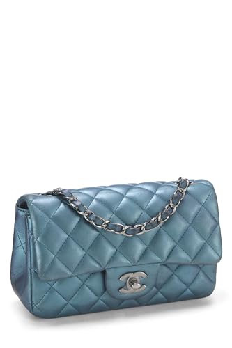 Chanel, Iridescent Blue Quilted Lambskin Classic Double Flap Medium, Blue