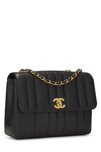 Chanel, Black Vertical Caviar Half Flap Medium, Black