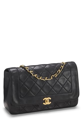 Chanel, Black Lambskin Border Flap Medium, Black